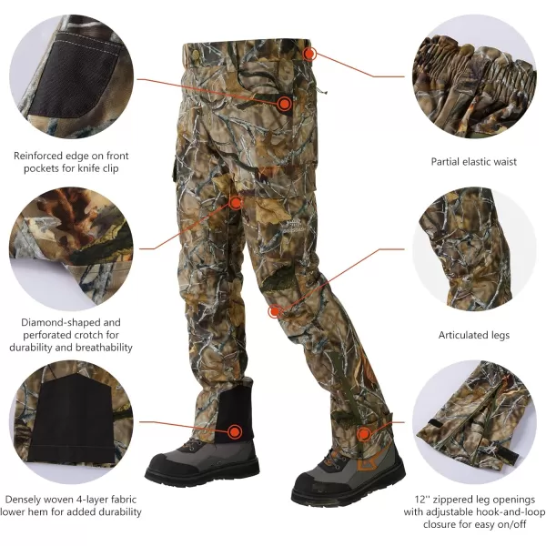 imageBASSDASH Walker Mens Waterproof Breathable Hunting Pants with Silent Outer Fabric for Fishing Turkey UplandAutumn Forest