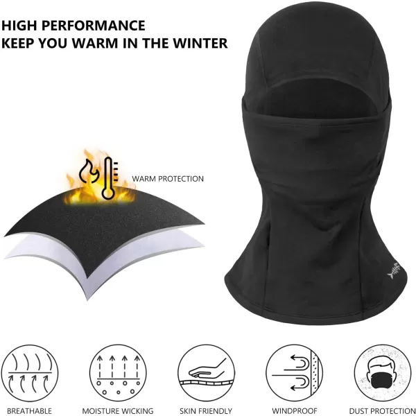 imageBASSDASH Winter Balaclava Fleece Ski Mask Ninja Hood Neck Warmer Fishing HuntingBlack