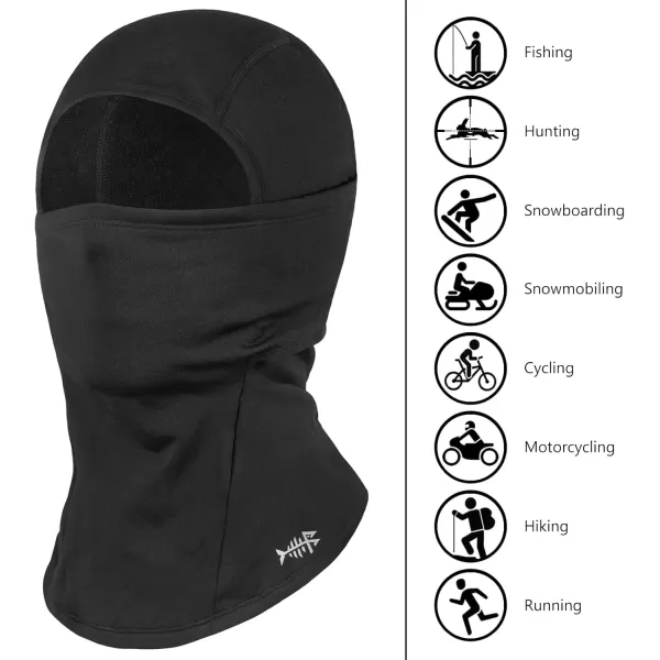 imageBASSDASH Winter Balaclava Fleece Ski Mask Ninja Hood Neck Warmer Fishing HuntingBlack