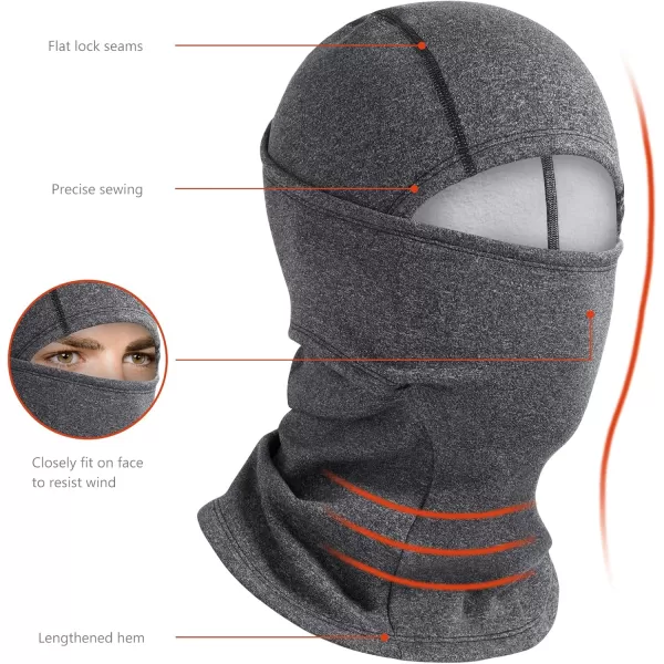 imageBASSDASH Winter Balaclava Fleece Ski Mask Ninja Hood Neck Warmer Fishing HuntingDark Heather Grey