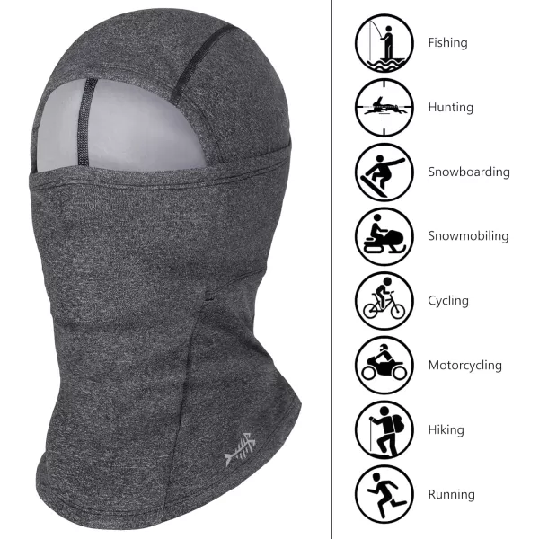 imageBASSDASH Winter Balaclava Fleece Ski Mask Ninja Hood Neck Warmer Fishing HuntingDark Heather Grey