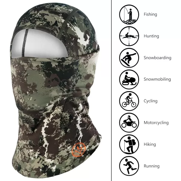 imageBASSDASH Winter Balaclava Fleece Ski Mask Ninja Hood Neck Warmer Fishing HuntingGrunge Camo