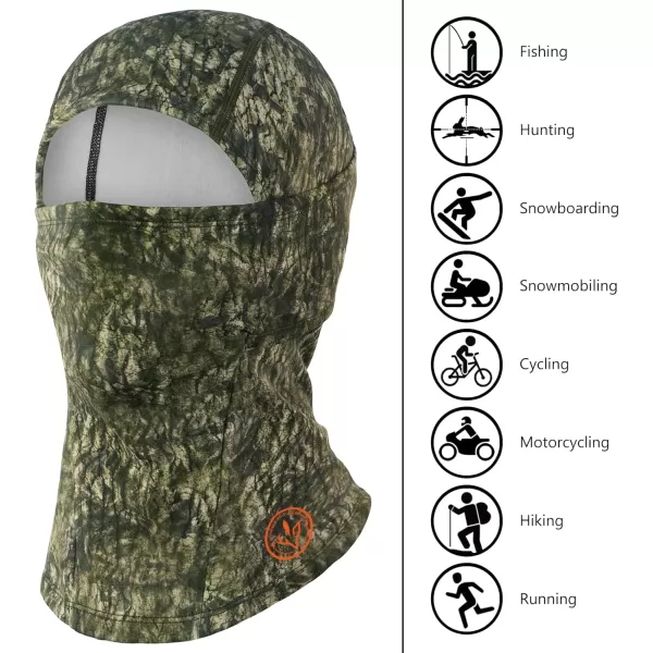 imageBASSDASH Winter Balaclava Fleece Ski Mask Ninja Hood Neck Warmer Fishing HuntingMossy Wood