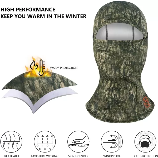imageBASSDASH Winter Balaclava Fleece Ski Mask Ninja Hood Neck Warmer Fishing HuntingMossy Wood