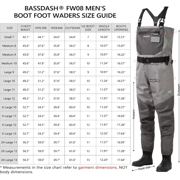 imageBASSDASH FW08 Mens Breathable Waders Waterproof Fly Fishing Chest FishingGrey