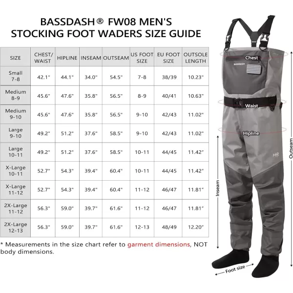 imageBASSDASH FW08 Mens Breathable Waders Waterproof Fly Fishing Chest FishingGrey