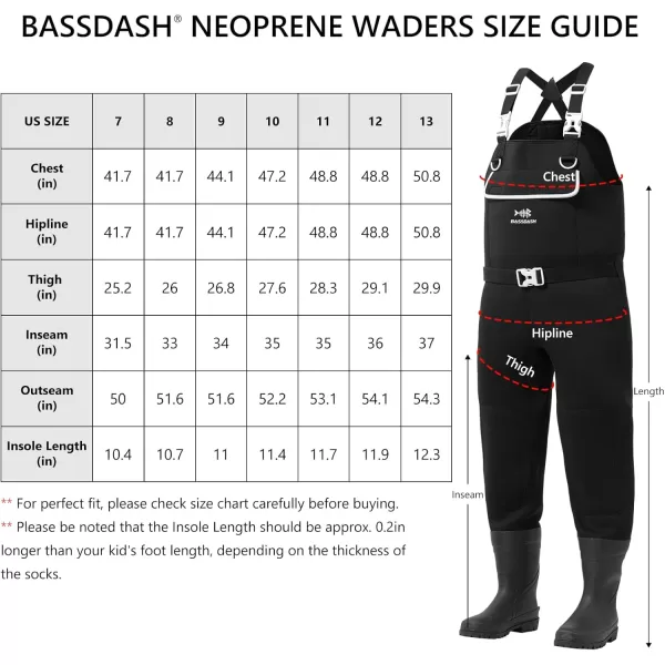 imageBASSDASH Mens Neoprene Waders Black Reeds Camo for Fishing Hunting with Rubber Boots Foot Waterproof Chest WadersBlack