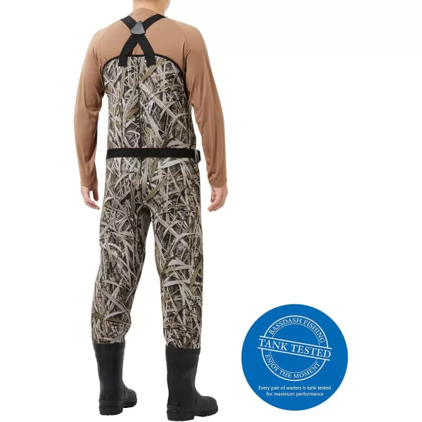 imageBASSDASH Mens Neoprene Waders Black Reeds Camo for Fishing Hunting with Rubber Boots Foot Waterproof Chest WadersDried Reeds