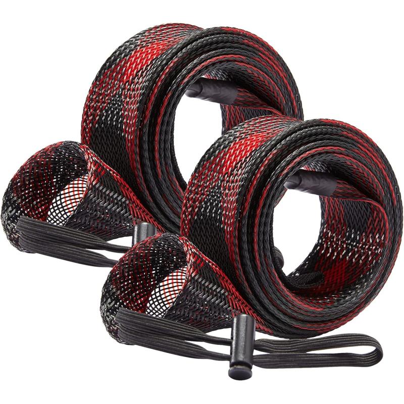 imageBASSDASH Casting Spinning Fishing Rod Sleeves Protective Rod Socks for Fishing Poles Up to 712ftBlack  Red  2pcs