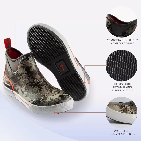 imageBASSDASH Mens 45quot Waterproof Fishing Deck Boots AntiSlip Rubber Ankle Boots Rain Shoes for Boating Gardening WorkingGrunge Camo