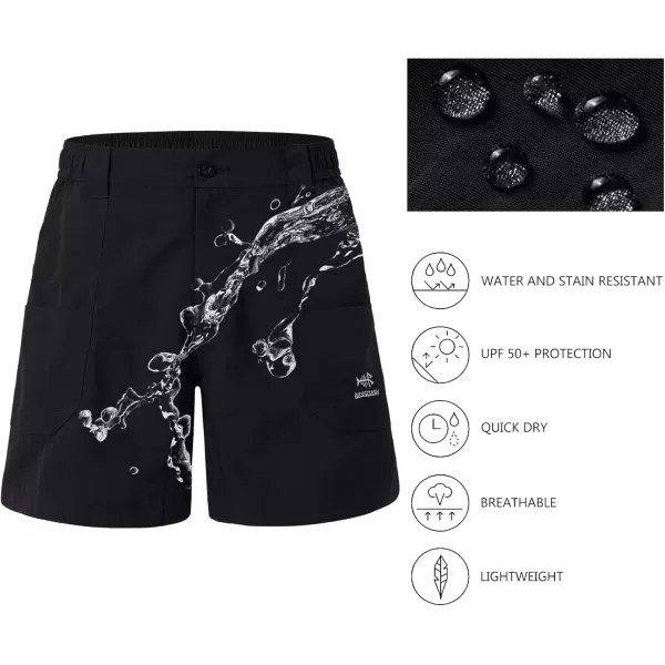 imageBASSDASH Mens 6quot Fishing Shorts UPF 50 Water Resistant Quick Dry Hiking Cargo Shorts with Multi PocketBlack