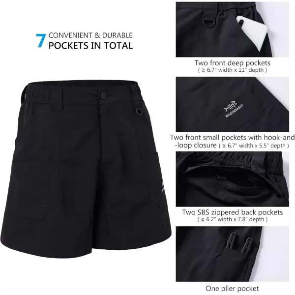 imageBASSDASH Mens 6quot Fishing Shorts UPF 50 Water Resistant Quick Dry Hiking Cargo Shorts with Multi PocketBlack