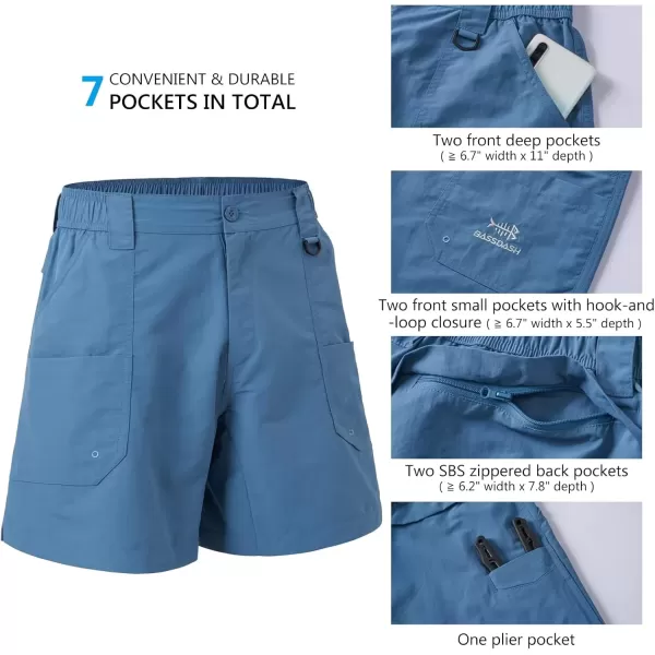 imageBASSDASH Mens 6quot Fishing Shorts UPF 50 Water Resistant Quick Dry Hiking Cargo Shorts with Multi PocketDusty Blue