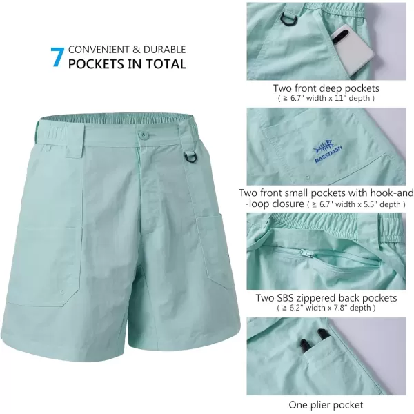 imageBASSDASH Mens 6quot Fishing Shorts UPF 50 Water Resistant Quick Dry Hiking Cargo Shorts with Multi PocketSeafoam