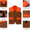 imageBASSDASH Multi Pockets Upland Field Bird Hunting Vest Blaze Orange Brown Water Resistant Rip Stop for Men WomenBrownBlaze Orange