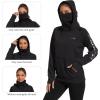 imageBASSDASH Womens Fleece Fishing Hoodie with Neck Gaiter Water Resistant Performance Hiking Sweatshirt PulloverBlack