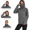 imageBASSDASH Womens Fleece Fishing Hoodie with Neck Gaiter Water Resistant Performance Hiking Sweatshirt PulloverDark Heather Grey