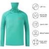 imageBASSDASH Youth UPF 50 Hooded Shirts with Mask UV Neck Gaiter Sun Protection Long Sleeve T Shirt for Fishing SwimAqua Green