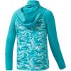 imageBASSDASH Youth UPF 50 Hooded Shirts with Mask UV Neck Gaiter Sun Protection Long Sleeve T Shirt for Fishing SwimCoastal ShadeShark