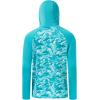 imageBASSDASH Youth UPF 50 Hooded Shirts with Mask UV Neck Gaiter Sun Protection Long Sleeve T Shirt for Fishing SwimCoastal ShadeShark