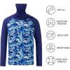 imageBASSDASH Youth UPF 50 Hooded Shirts with Mask UV Neck Gaiter Sun Protection Long Sleeve T Shirt for Fishing SwimNavy BlueShark