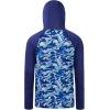 imageBASSDASH Youth UPF 50 Hooded Shirts with Mask UV Neck Gaiter Sun Protection Long Sleeve T Shirt for Fishing SwimNavy BlueShark