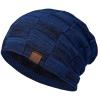 imageBASSDASH Winter Slouchy Beanies Thick Fleece Lined Skull Cap for Men Women Warm Knitting HatPrussian Blue