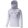 imageBASSDASH Youth UPF 50 Hooded Shirts with Mask UV Neck Gaiter Sun Protection Long Sleeve T Shirt for Fishing SwimGrey Fish Gradient
