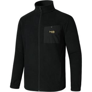 imageBASSDASH AllDay Mens Full Zip Fleece Jacket Soft Sweatshirt Breathable MidWeight Polar Fleece Winter Coat with PocketsBlack