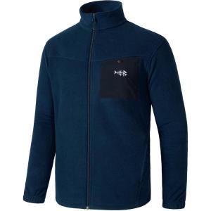 imageBASSDASH AllDay Mens Full Zip Fleece Jacket Soft Sweatshirt Breathable MidWeight Polar Fleece Winter Coat with PocketsDark Blue