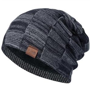 imageBASSDASH Winter Slouchy Beanies Thick Fleece Lined Skull Cap for Men Women Warm Knitting HatDark Grey