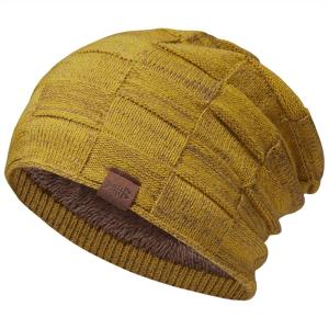 imageBASSDASH Winter Slouchy Beanies Thick Fleece Lined Skull Cap for Men Women Warm Knitting HatDeep Lemon