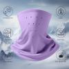 imageBASSDASH Unisex 2 Pack Fleece Neck Warmer Gaiter with Breathing Holes Wind Resistant Face Mask for Winter Hunting FishingDark Blue  Lilac