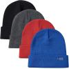 imageBASSDASH Winter Stretchy Knit Beanie Hats Soft Warm for Men Women Lightweight Stylish Unisex Cuffed Beanies Pack of 4Collection C