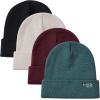 imageBASSDASH Winter Stretchy Knit Beanie Hats Soft Warm for Men Women Lightweight Stylish Unisex Cuffed Beanies Pack of 4Collection D