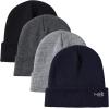 imageBASSDASH Winter Stretchy Knit Beanie Hats Soft Warm for Men Women Lightweight Stylish Unisex Cuffed Beanies Pack of 4Collection a