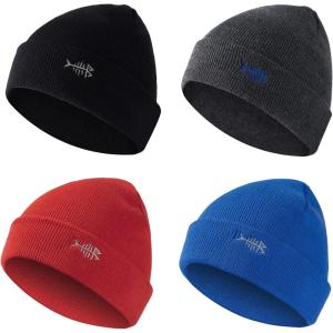 imageBASSDASH Winter Stretchy Knit Beanie Hats Soft Warm for Men Women Lightweight Stylish Unisex Cuffed Beanies Pack of 4Collection C
