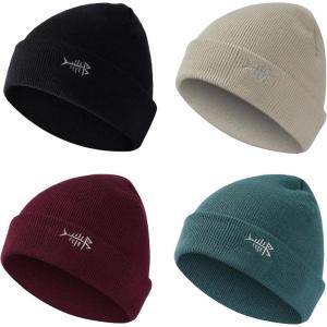 imageBASSDASH Winter Stretchy Knit Beanie Hats Soft Warm for Men Women Lightweight Stylish Unisex Cuffed Beanies Pack of 4Collection D