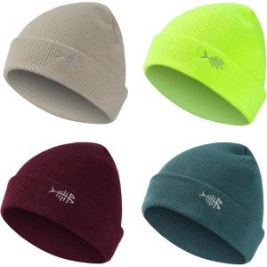 imageBASSDASH Winter Stretchy Knit Beanie Hats Soft Warm for Men Women Lightweight Stylish Unisex Cuffed Beanies Pack of 4Collection H