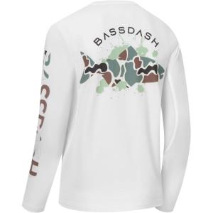 imageBASSDASH Mens Graphic Shirts Long Sleeve Fishing Shirt UPF 50 Moisture Wicking UV Sun Protection FS35MWhiteSalmon