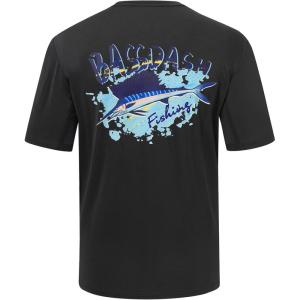 imageBASSDASH Mens Graphic TShirts Short Sleeve Fishing Shirt UPF 50 Moisture Wicking UV Sun Protection FS36MBlackBlue Marlin
