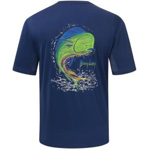 imageBASSDASH Mens Graphic TShirts Short Sleeve Fishing Shirt UPF 50 Moisture Wicking UV Sun Protection FS36MDark BlueMahi