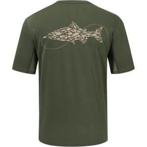 imageBASSDASH Mens Graphic TShirts Short Sleeve Fishing Shirt UPF 50 Moisture Wicking UV Sun Protection FS36MOlive GreenSalmon