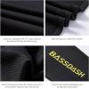 imageBASSDASH Mens UPF 50 Drawstring Fishing Hoodie Shirts UV Sun Protection Long Sleeve Outdoor Hiking Hooded TShirts FS33MBlackYellow Logo