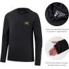 imageBASSDASH Mens UPF 50 Drawstring Fishing Hoodie Shirts UV Sun Protection Long Sleeve Outdoor Hiking Hooded TShirts FS33MBlackYellow Logo