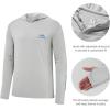 imageBASSDASH Mens UPF 50 Drawstring Fishing Hoodie Shirts UV Sun Protection Long Sleeve Outdoor Hiking Hooded TShirts FS33MCool GreyVivid Blue Logo