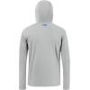 imageBASSDASH Mens UPF 50 Drawstring Fishing Hoodie Shirts UV Sun Protection Long Sleeve Outdoor Hiking Hooded TShirts FS33MCool GreyVivid Blue Logo