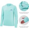 imageBASSDASH Mens UPF 50 Drawstring Fishing Hoodie Shirts UV Sun Protection Long Sleeve Outdoor Hiking Hooded TShirts FS33MSeafoamVivid Blue Logo