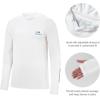 imageBASSDASH Mens UPF 50 Drawstring Fishing Hoodie Shirts UV Sun Protection Long Sleeve Outdoor Hiking Hooded TShirts FS33MWhiteVivid Blue Logo