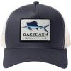 imageBASSDASH Trucker Hat Embroidered Patch Adjustable Baseball Cap Mesh Back Fishing HatSteel GreyMarlin